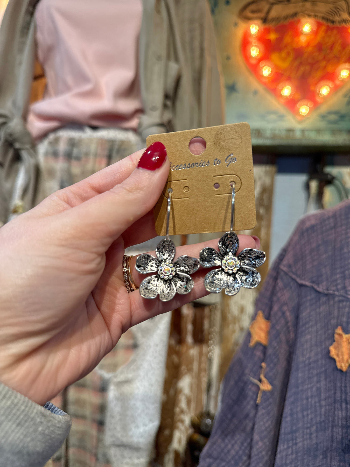 Inspired Silver & Crystal Flower Earrings