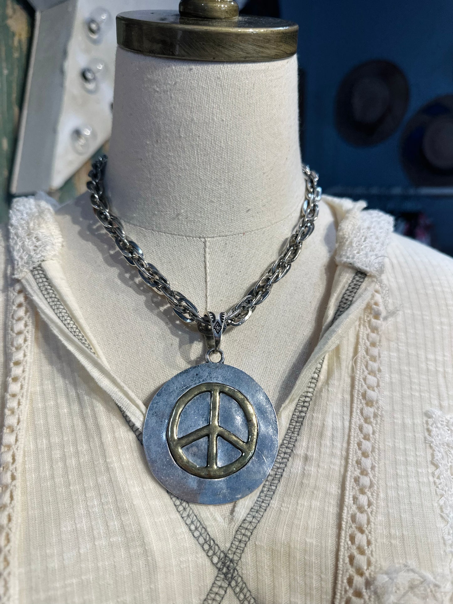 Inspired Mixed Metal Peace Necklace