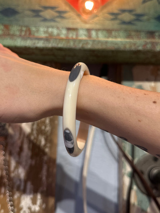 Cream & Gray Polka Dot Bangle