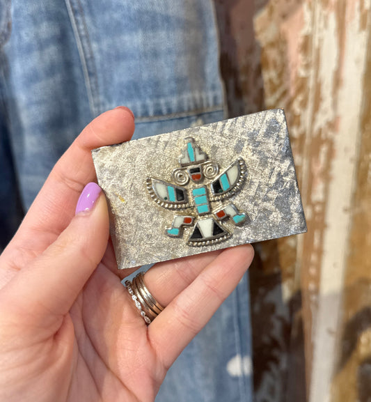 Vintage Inlay Thunderbird Belt Buckle