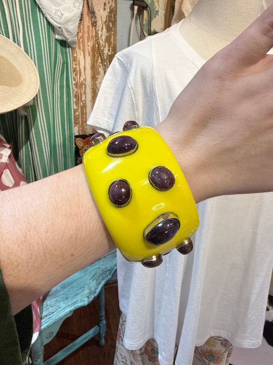 Yellow Resin Gemstone Bangle Bracelet