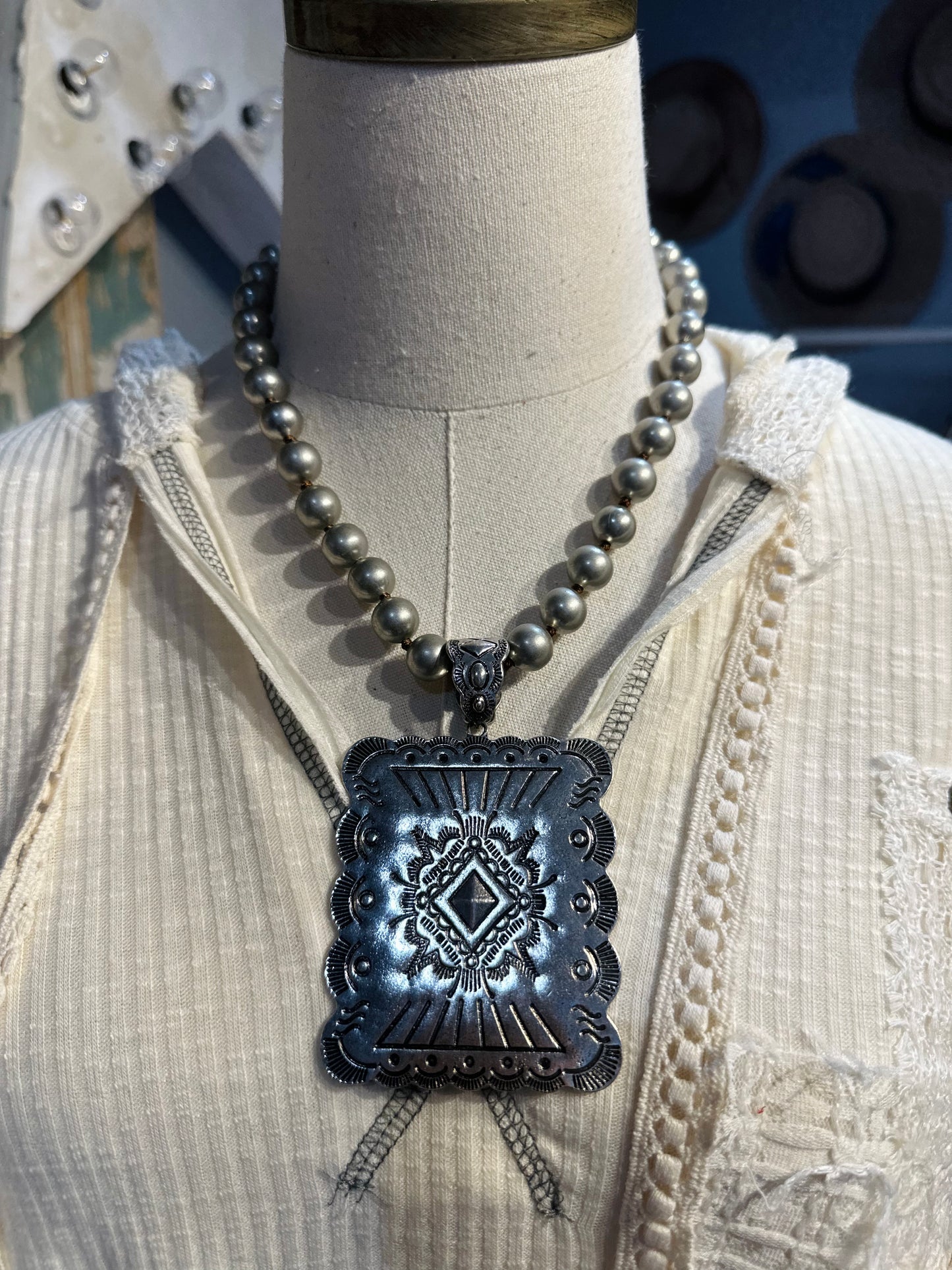 Inspired Silver Concho Necklace