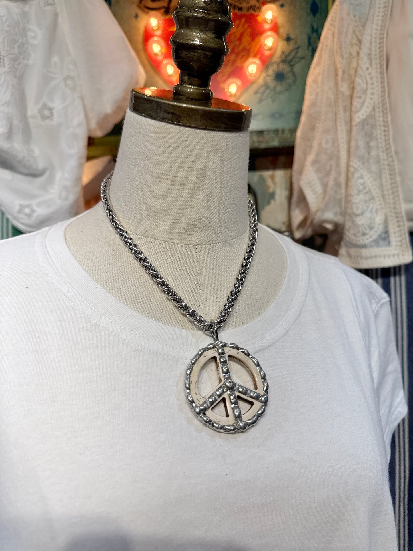 Howlite Peace Sign Necklace
