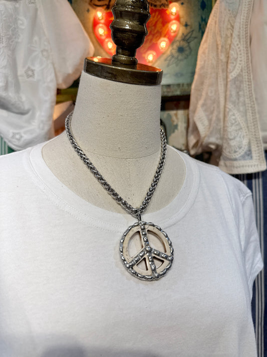 Howlite Peace Sign Necklace