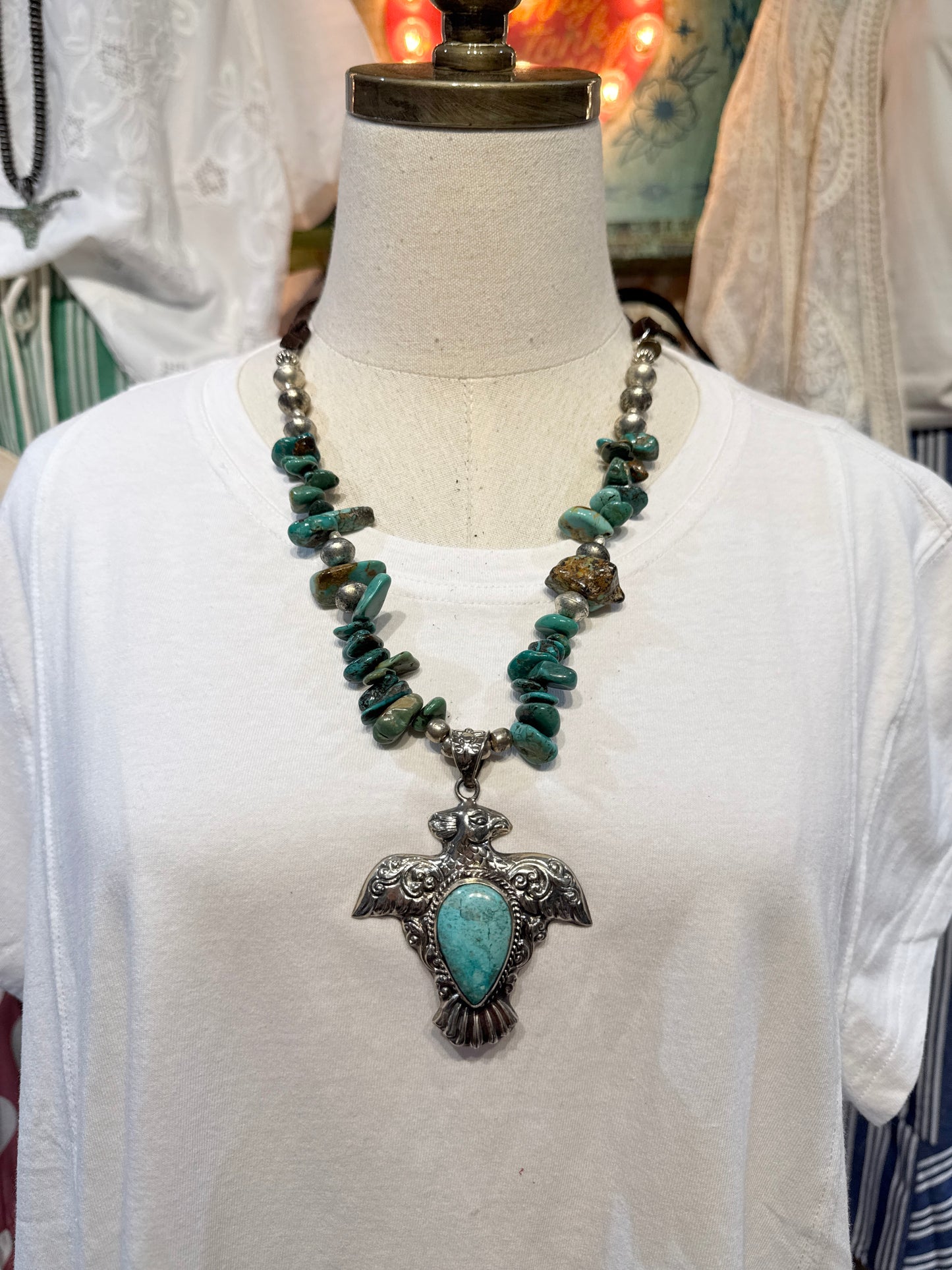 Turquoise Chunk Pendant Necklace
