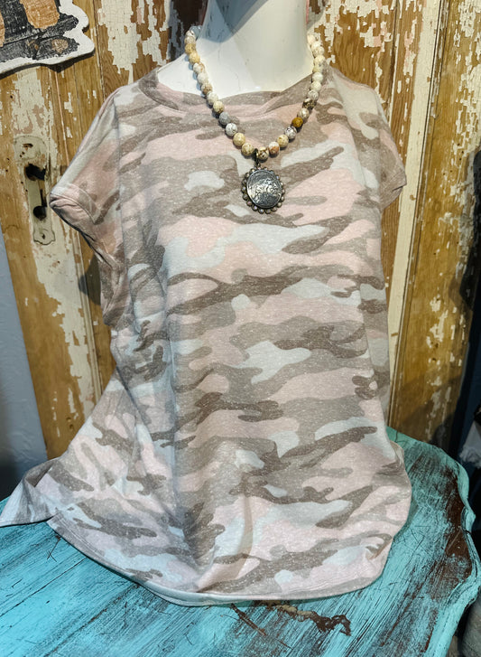 Pink Camo Cap Sleeve Layering Tee