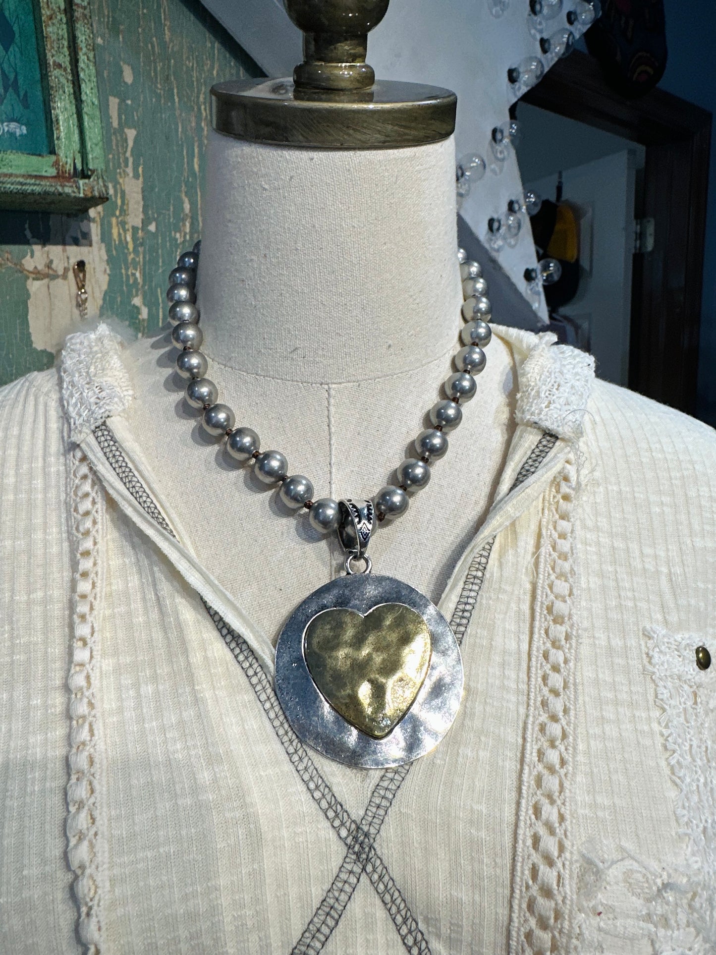 Inspired Mixed Metal Heart Necklace