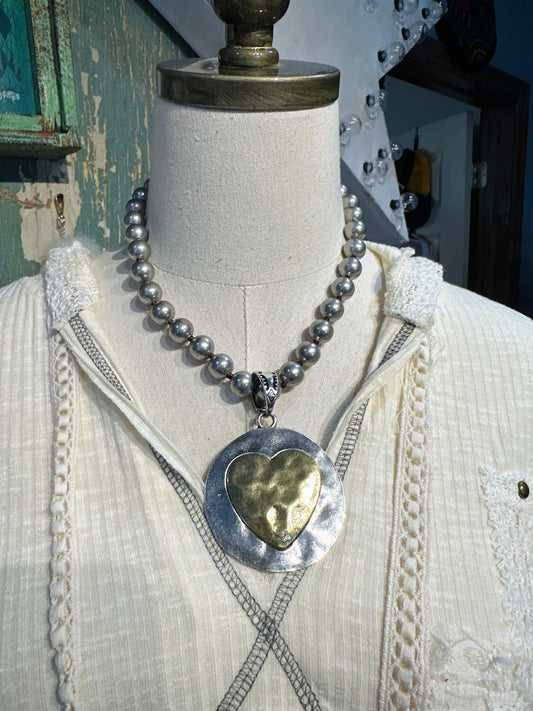 Inspired Mixed Metal Heart Necklace