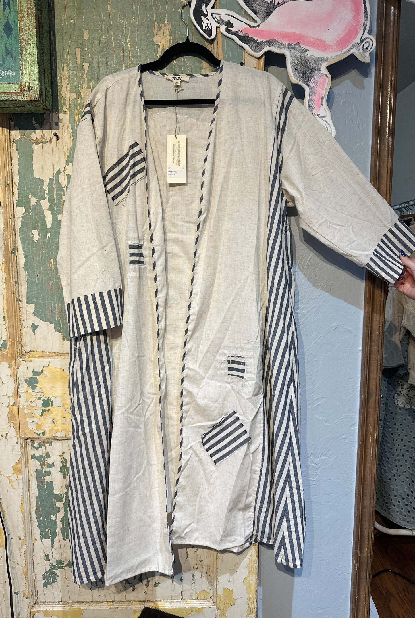 Blue Velvet Stripe Mary Duster
