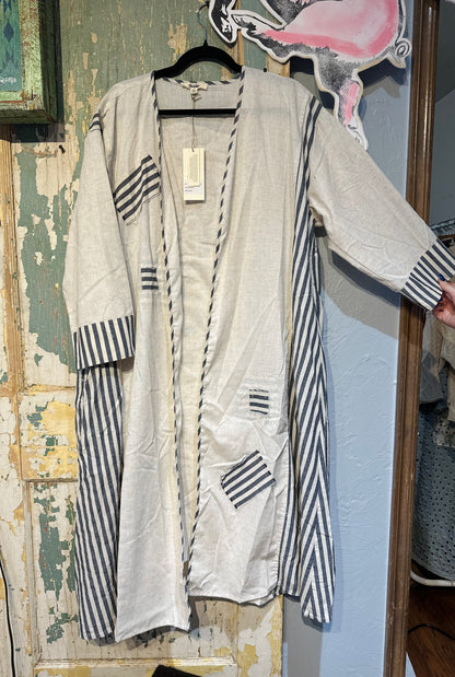 Blue Velvet Stripe Mary Duster
