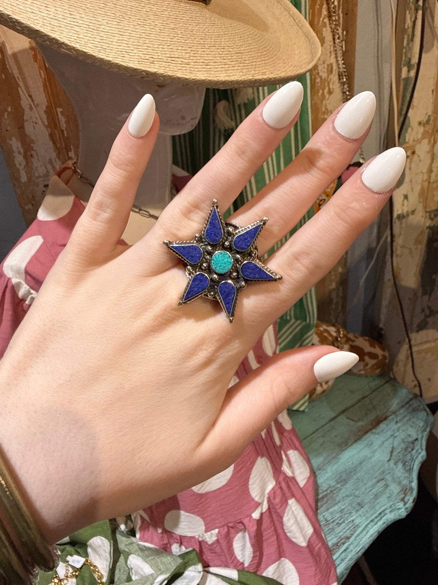 Star German Silver Adjustable Ring