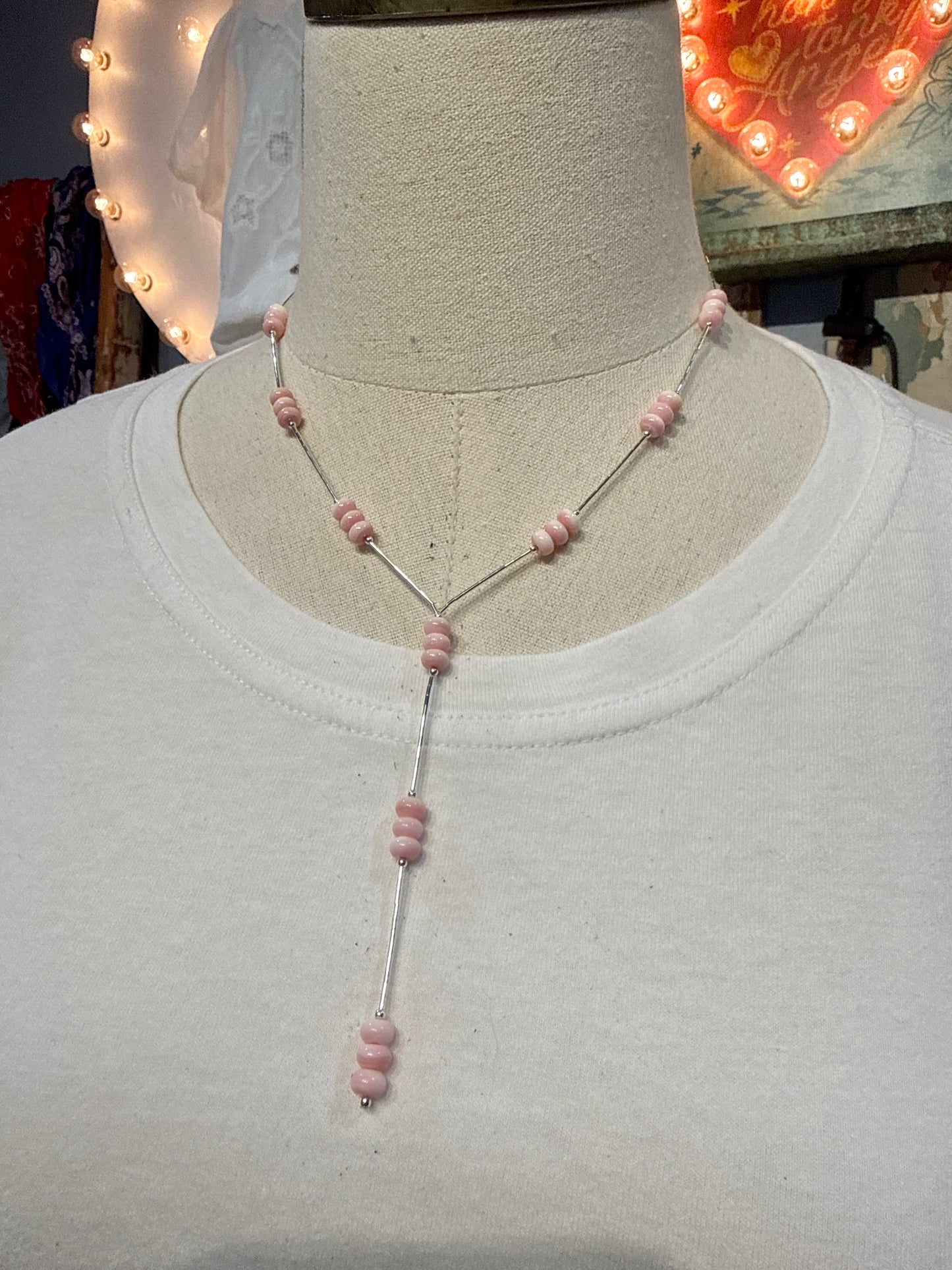 Pink Conch Liquid Silver Necklace