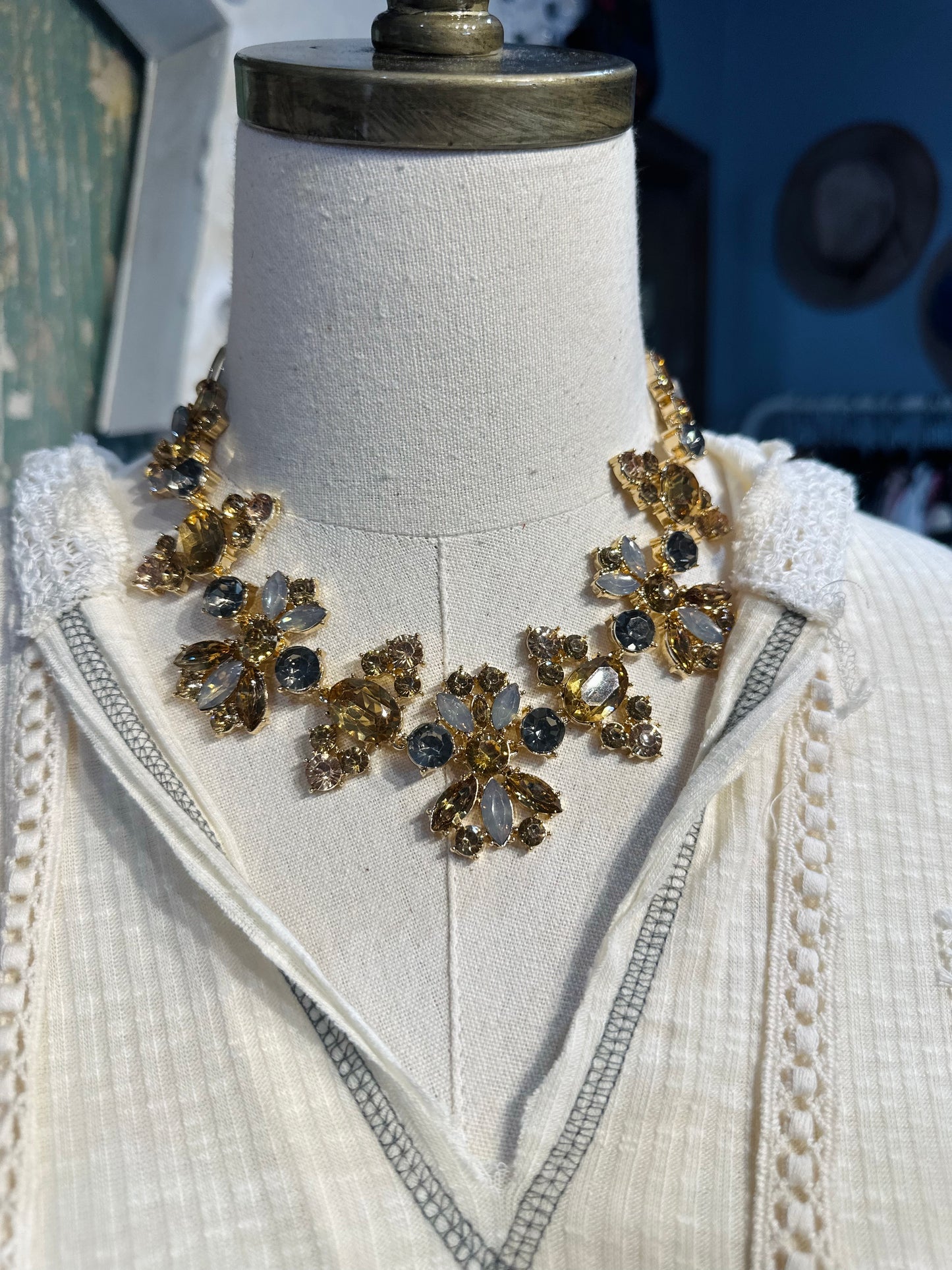 Inspired Gold & Topaz Crystal Statement Necklace