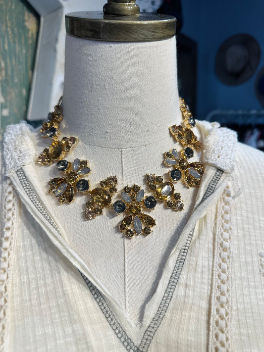 Inspired Gold & Topaz Crystal Statement Necklace