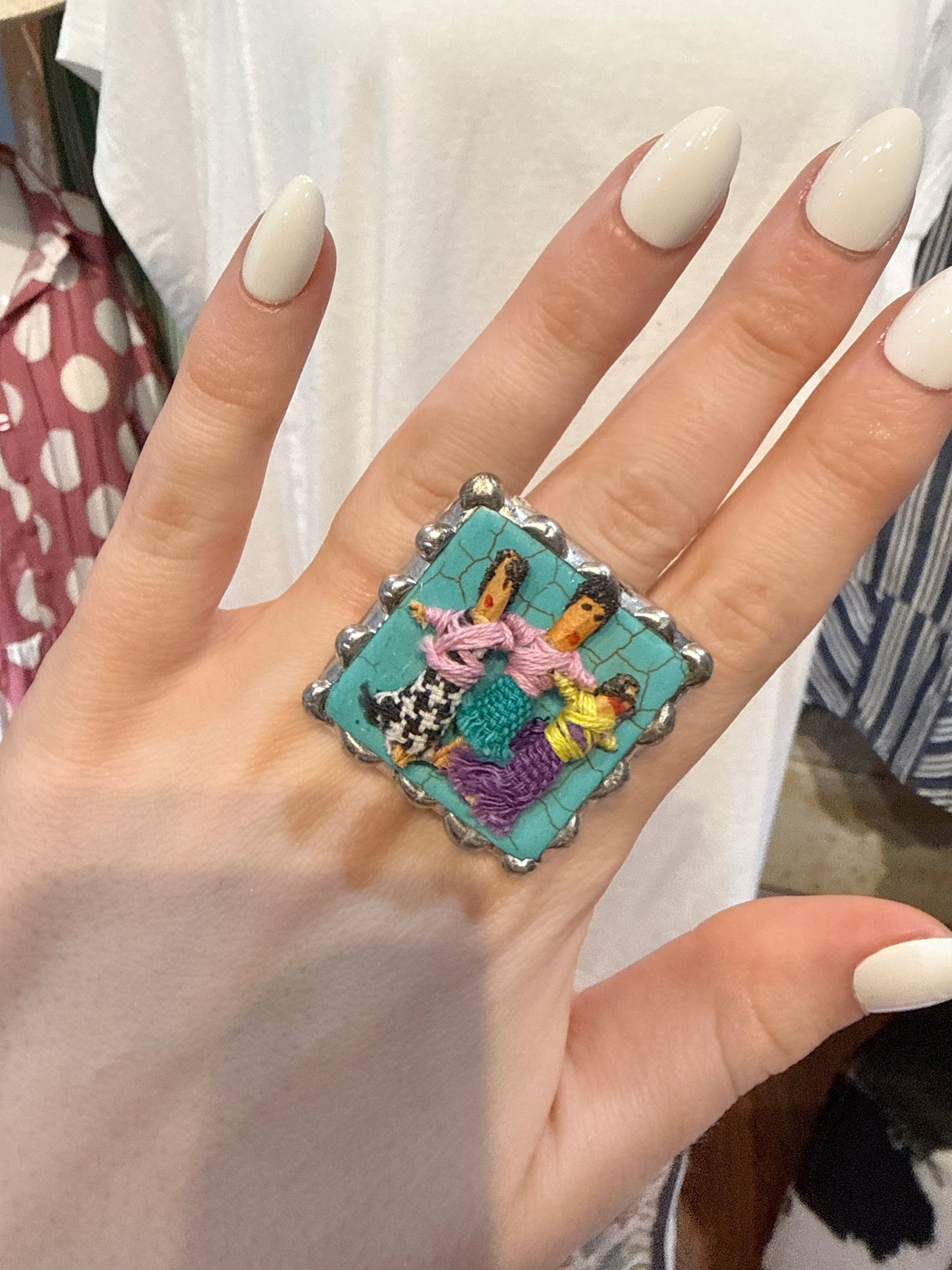 Worry Doll Howlite Turquoise Ring