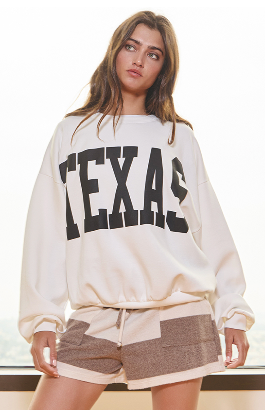 Scuba Fabric "Texas" Sweatshirt Off White
