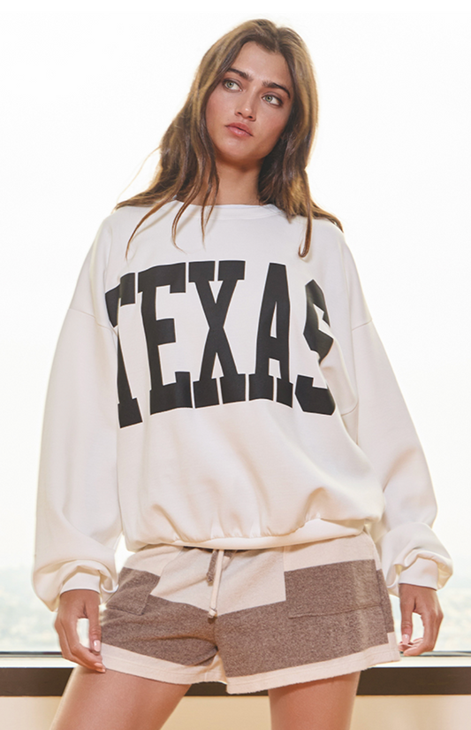 Scuba Fabric "Texas" Sweatshirt Off White