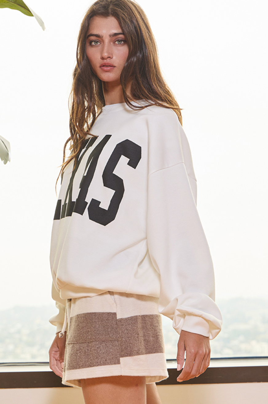 Scuba Fabric "Texas" Sweatshirt Off White