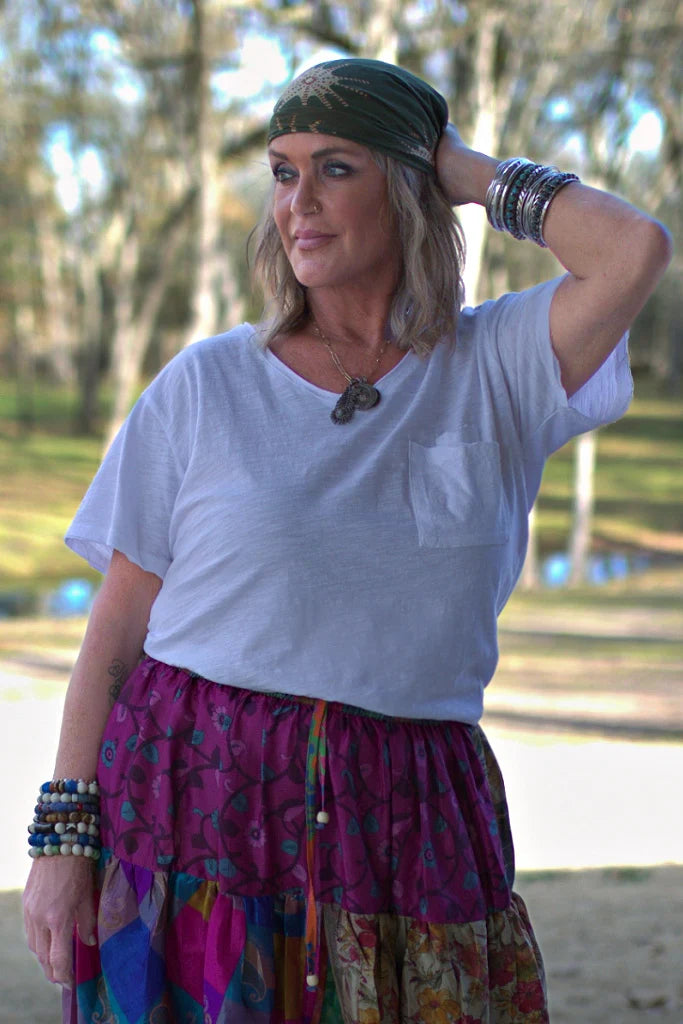 Jaded Gypsy Moon Dance V-Neck Tee - Parchment