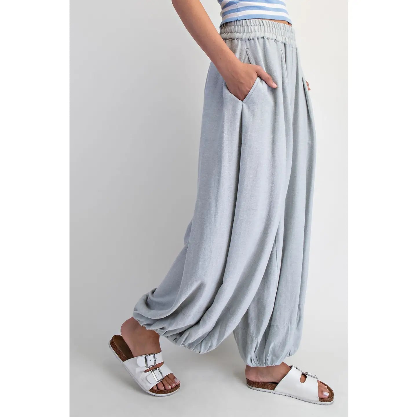 Powder Blue Moonflower Balloon Pants