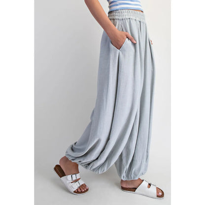 Powder Blue Moonflower Balloon Pants