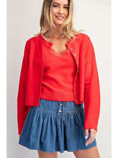 Red Cashmere Cardigan
