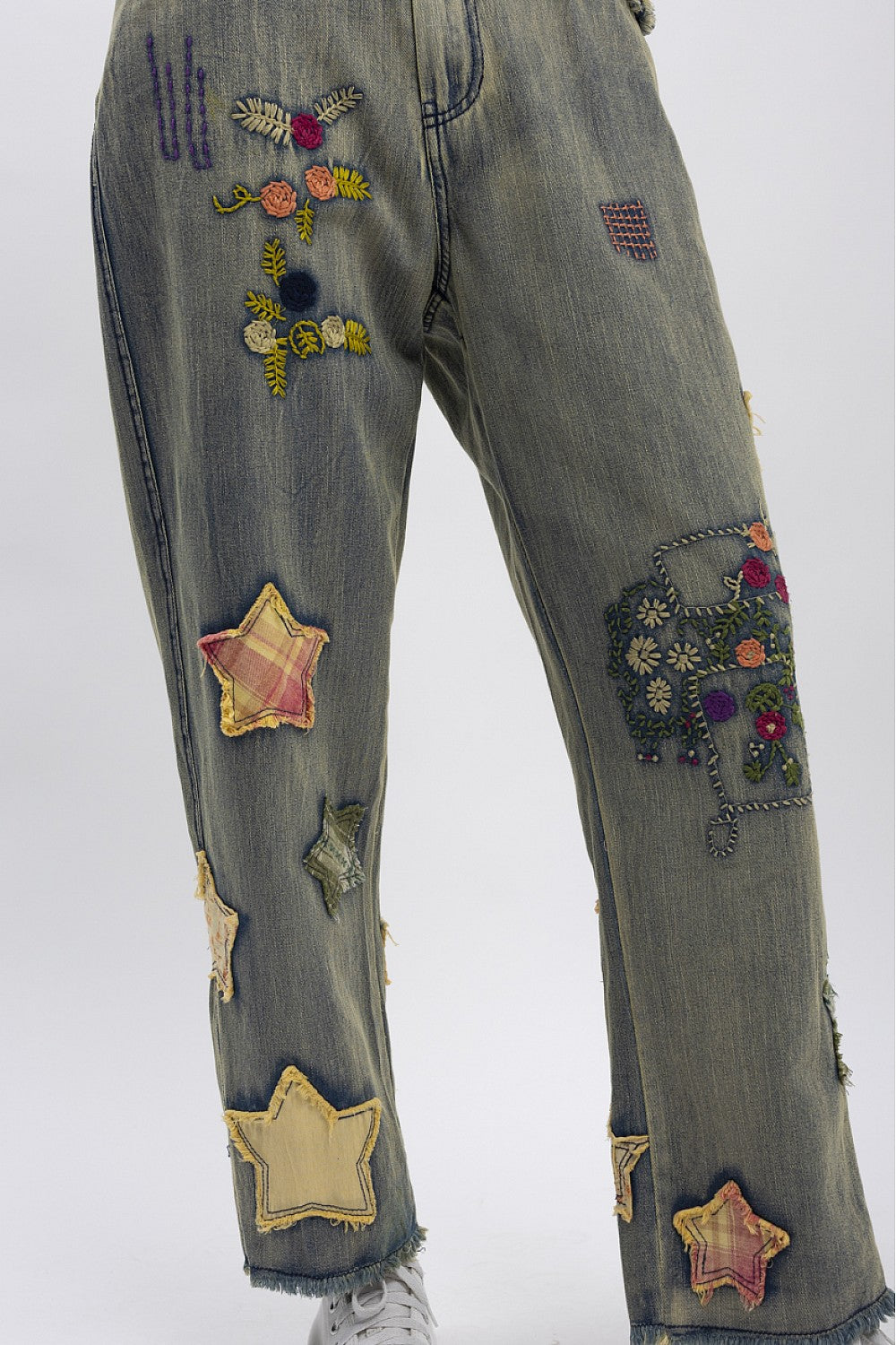 Blue Velvet Patchwork Star Denim Pants