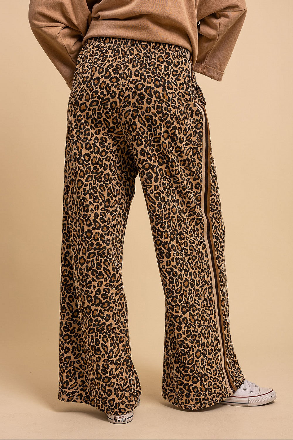 Blue Velvet Leopard Knit Wide-Cut Pull-On Pants