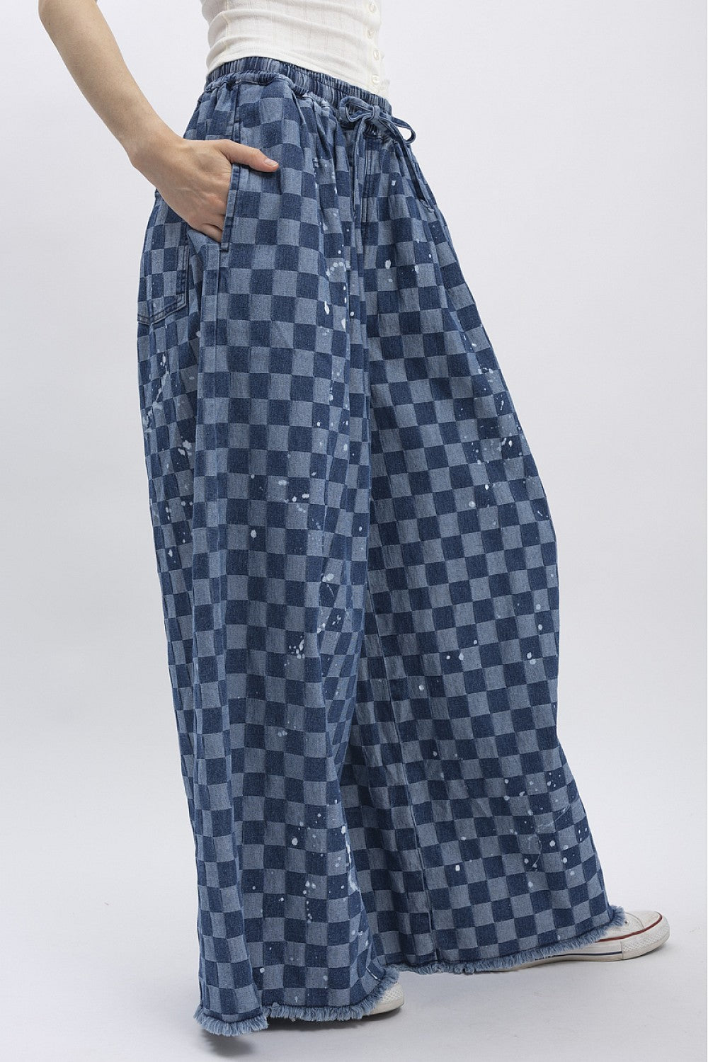 BlueVelvet Checker Board Wide Leg Pants