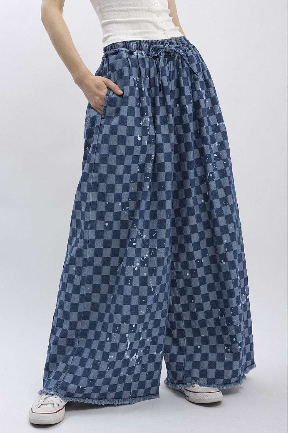BlueVelvet Checker Board Wide Leg Pants