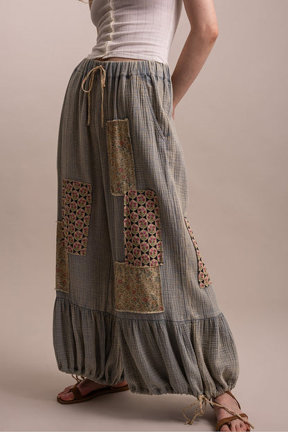 BlueVelvet Blue Patchwork Pants