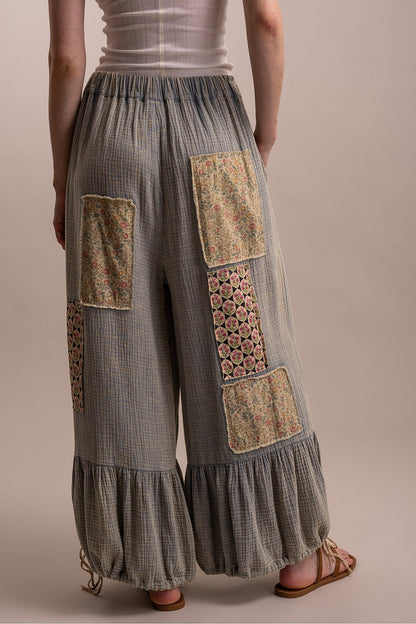 BlueVelvet Blue Patchwork Pants