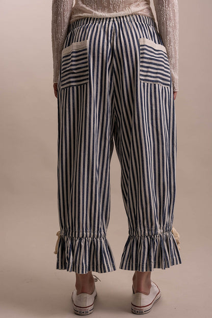 BlueVelvet Blue Stripe Ruffle Pants