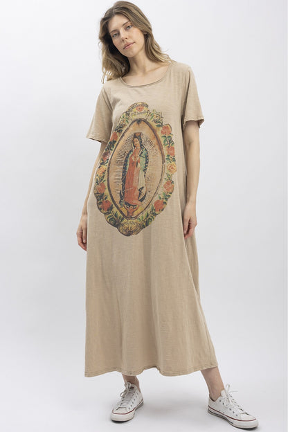 Blue Velvet Taupe Virgin Mary Dress