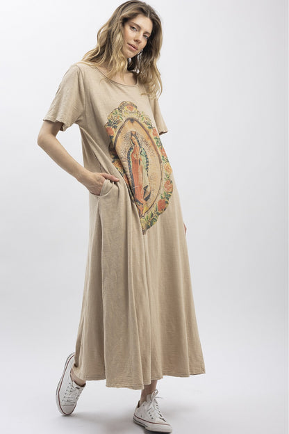 Blue Velvet Taupe Virgin Mary Dress