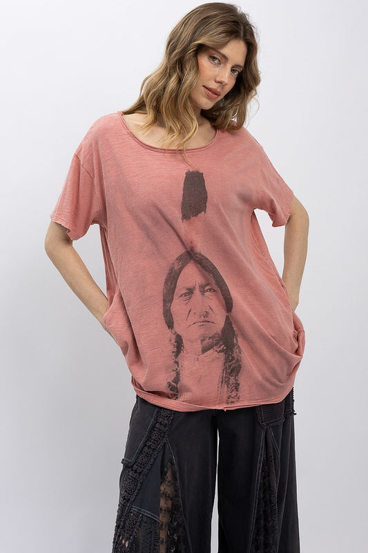 Blue Velvet Chief Short Sleeve T-Shirt Coral