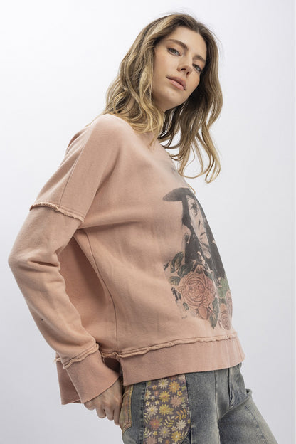 BlueVelvet Pink Native American Print Sweatshirt