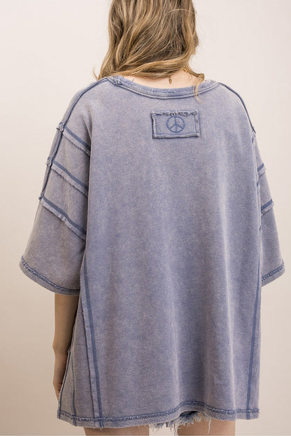 BlueVelvet Denim Blue Flag Top
