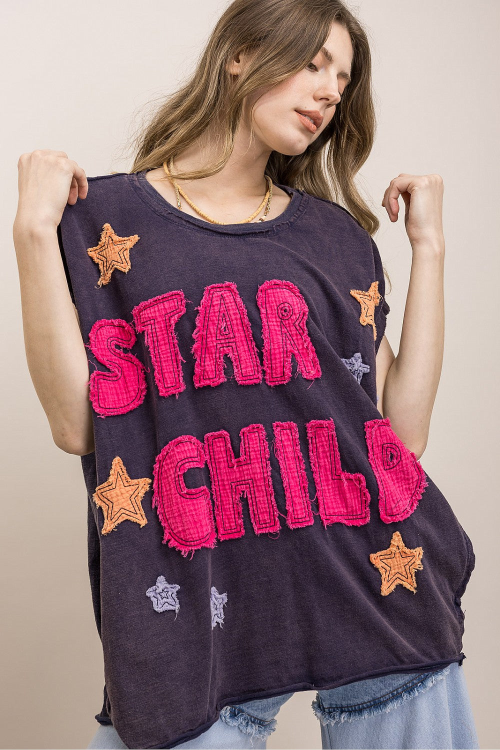 Blue Velvet Navy Star Child Top