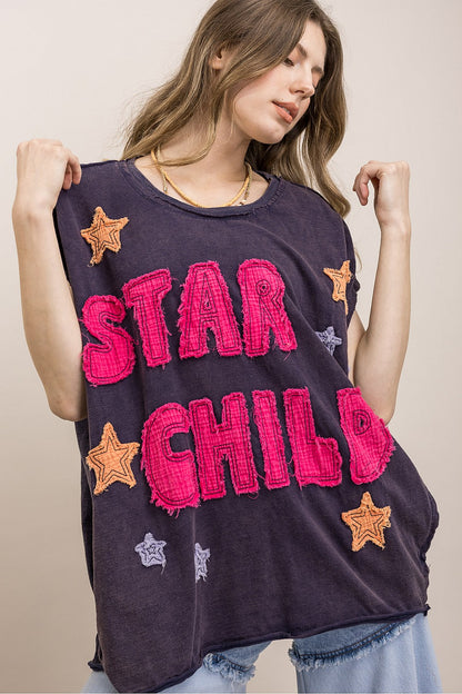 Blue Velvet Navy Star Child Top