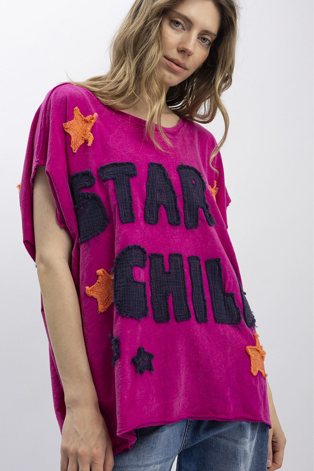 Blue Velvet Pink Star Child Top
