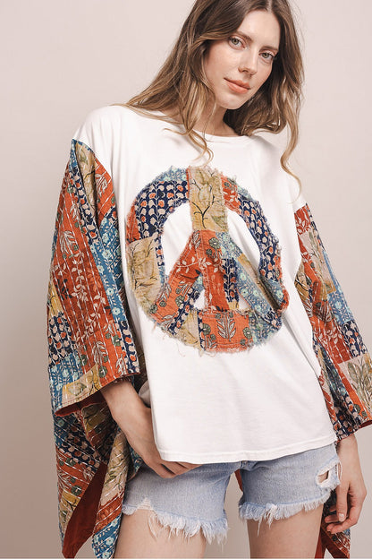 BlueVelvet Peace Kantha Poncho Top
