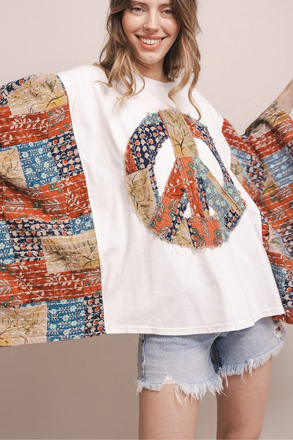 BlueVelvet Peace Kantha Poncho Top