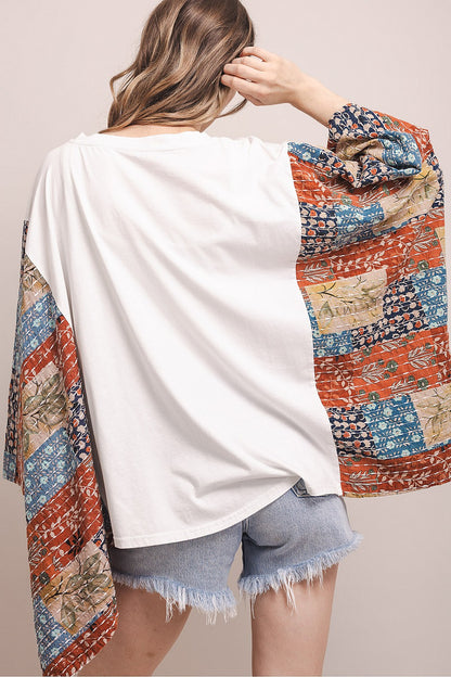 BlueVelvet Peace Kantha Poncho Top