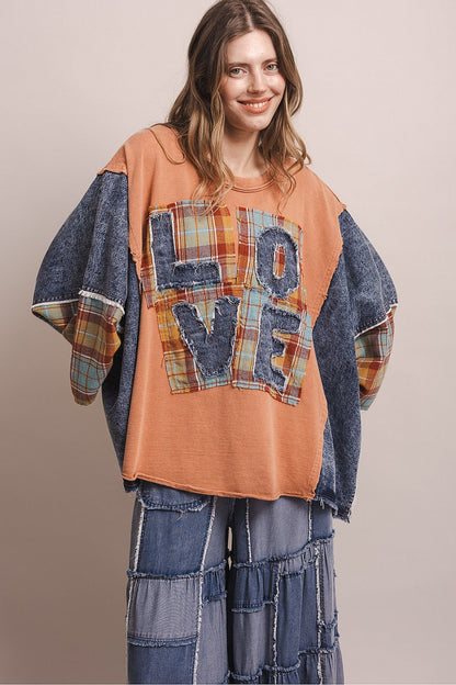 Blue Velvet Coral Denim LOVE Top