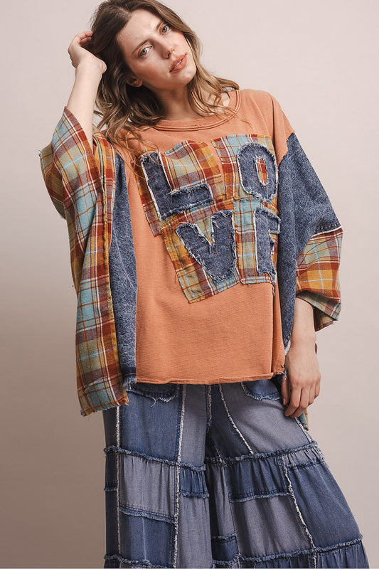 Blue Velvet Coral Denim LOVE Top