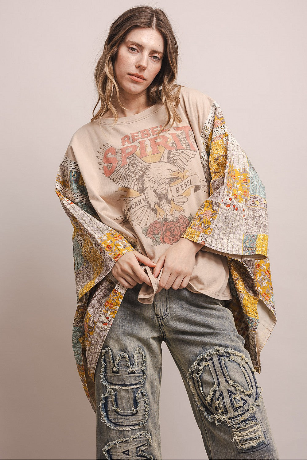 Blue Velvet Tan Rebel Spirit Poncho Top