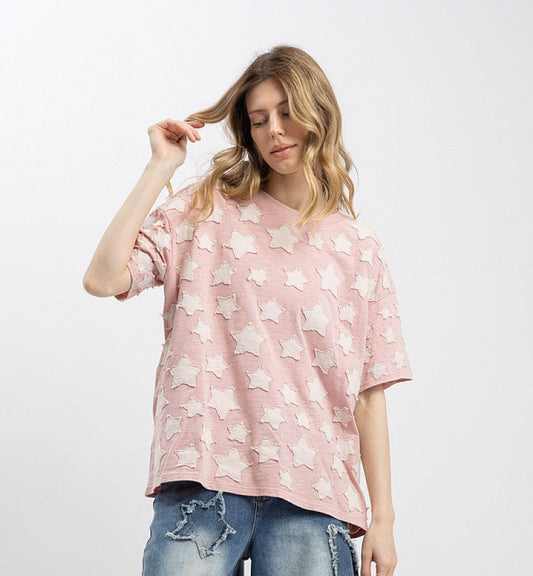 BlueVelvet Dusty Pink Star Top