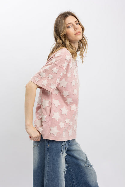BlueVelvet Dusty Pink Star Top
