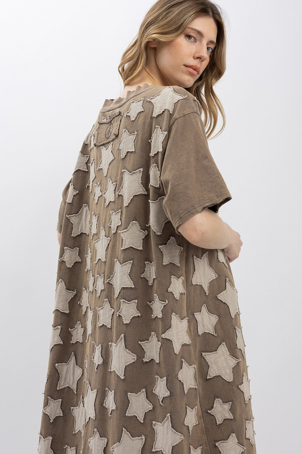 Blue Velvet Olive Star Patch Dress